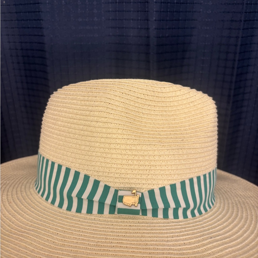 Masters Cream Straw Hat with Green Striped Band 2025- worn once